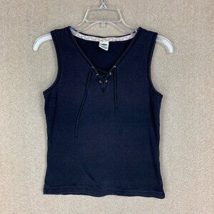 🚨🚨SOLD🚨🚨Vintage Y2K Lace Tank Top Size Small Old Navy Women Black Ribbed